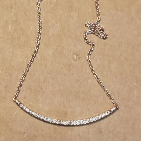 Rose Gold Diamond Chip Bar Necklace Choker Stella & Dot - Picture 5 of 5